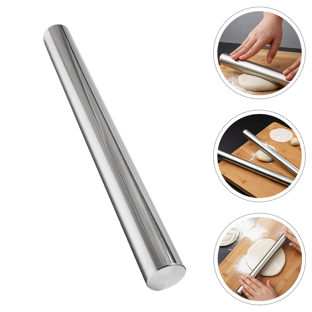 

Rolling Pin Stainless Steel Dough Roller Pin Non Rolling Rod Rolling for Cookie Chapati Fondant Dough Pastry Pizza Pie Bakery