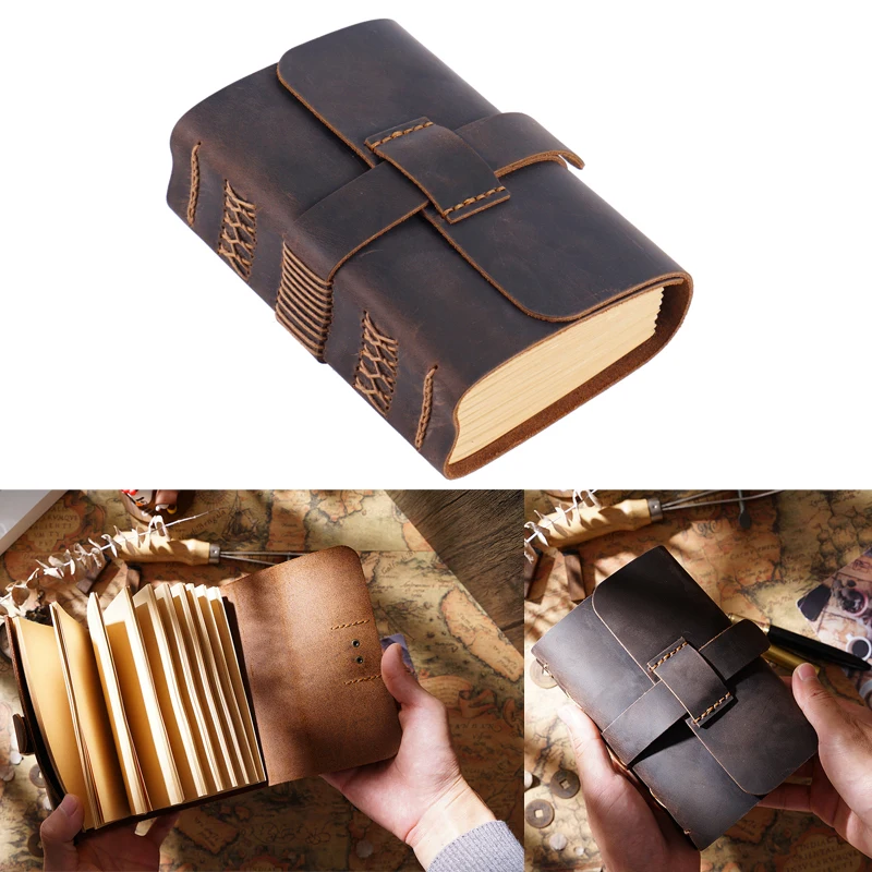 

Retro Leather Cover Notebook Craft Paper Note Book Portable Journal Travel Diary Notepad Stationery Gift School Office Supplies