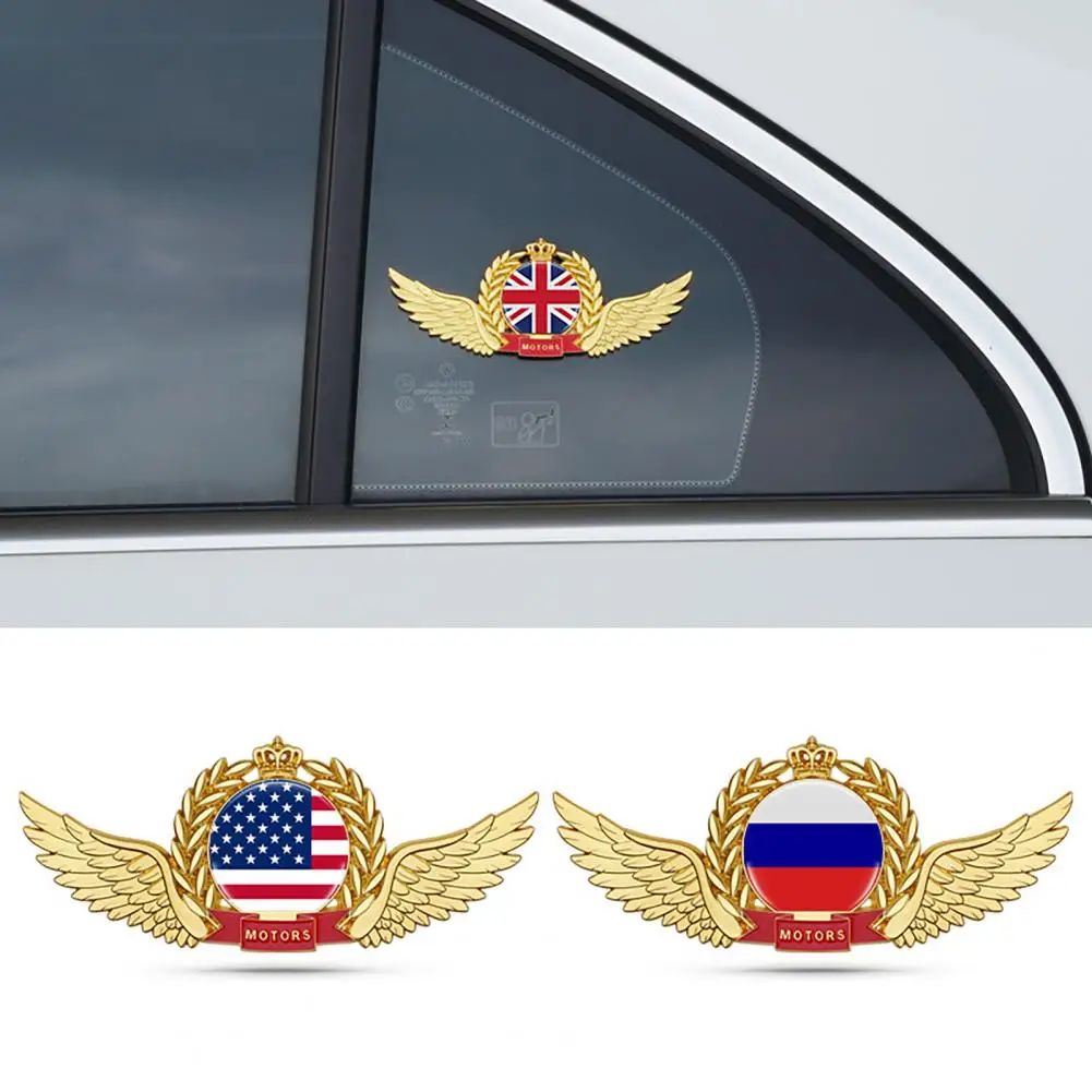 Прочная Изысканная 3D наклейка с короной крыльями и государственным флагом