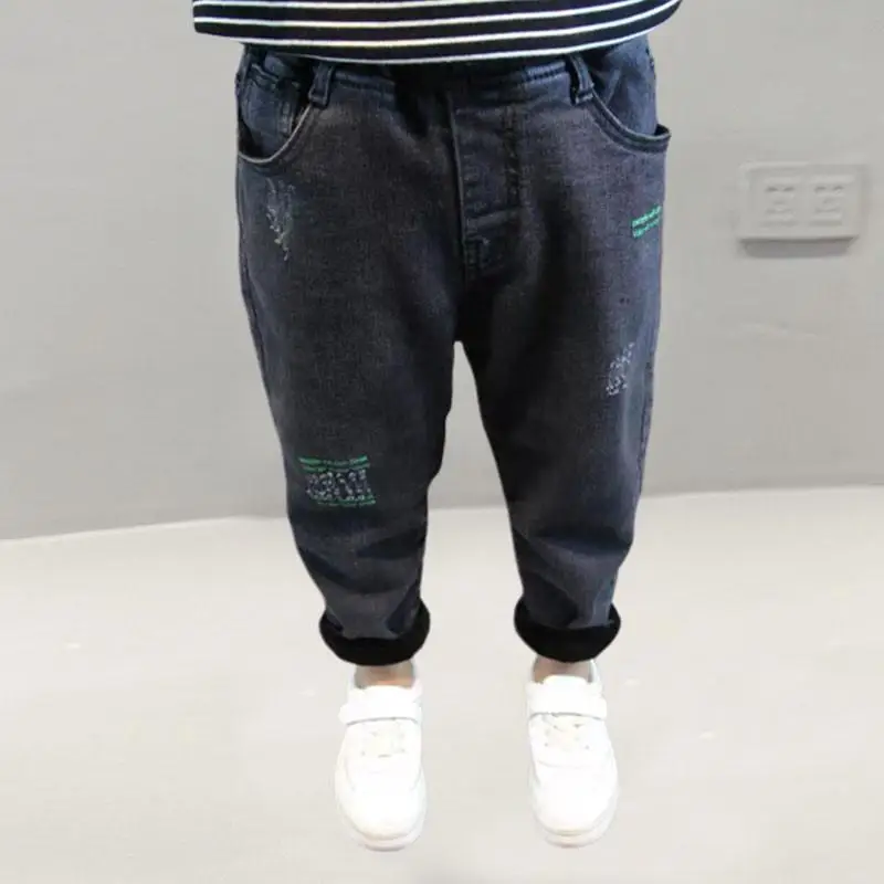 

Jeans For Toddler Boys Winter Clothes Fleece Thermal Pants Baby Cotton Denim Trousers Solid Color Casual Loose Kids Jeans 7 8 9Y