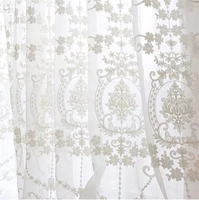 european embroidery tulle sheer curtains for living room high grade beige embroidery flower screens for bedroom kitchen custom