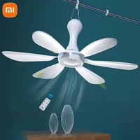 xiaomi new big size 6 blades ceiling fan 20w power silent with remote control timing hanging fan plug for camping tent