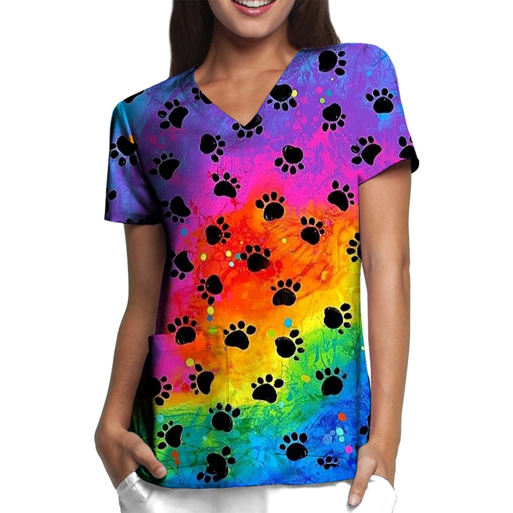 Футболка женская с принтом Собачья лапа и карманом
