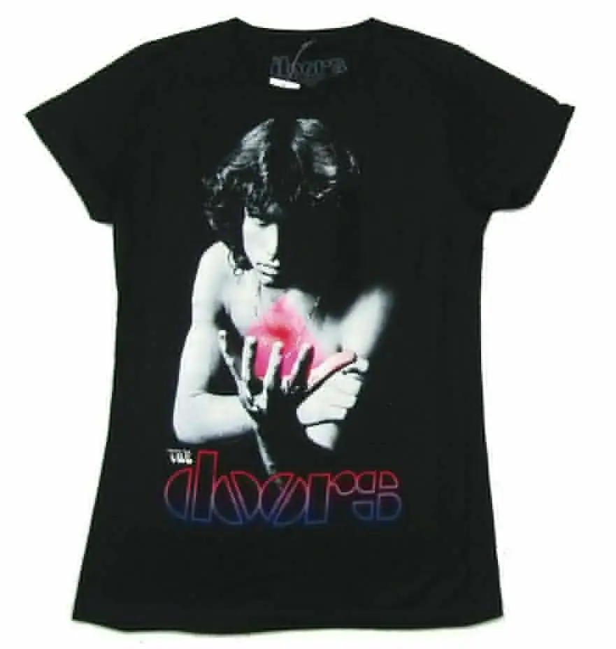 

Doors Glowing Jim Morrison Image Girls Juniors Black T Shirt New