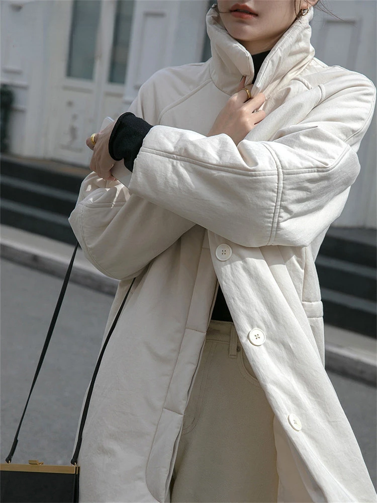 Long Winter Jacket for Women Elegant Ladies Parkas Fall Coat 2022 New Korean Fashion Chic Turn Down Collar Outerwear