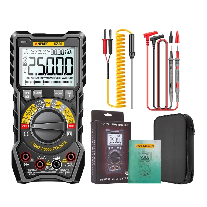

Digital Multimeter Detector NCV Tester Temperature Detector Backlit Data Hold