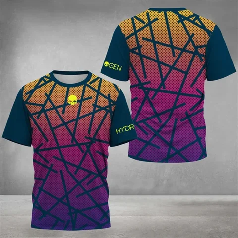 Забавная футболка с круглым вырезом с 3D принтом черепа, мужская модная футболка с градиентом Tie Dye Harajuku, спортивная футболка для активного отдыха, тенниса, с коротким рукавом, свободная футболка