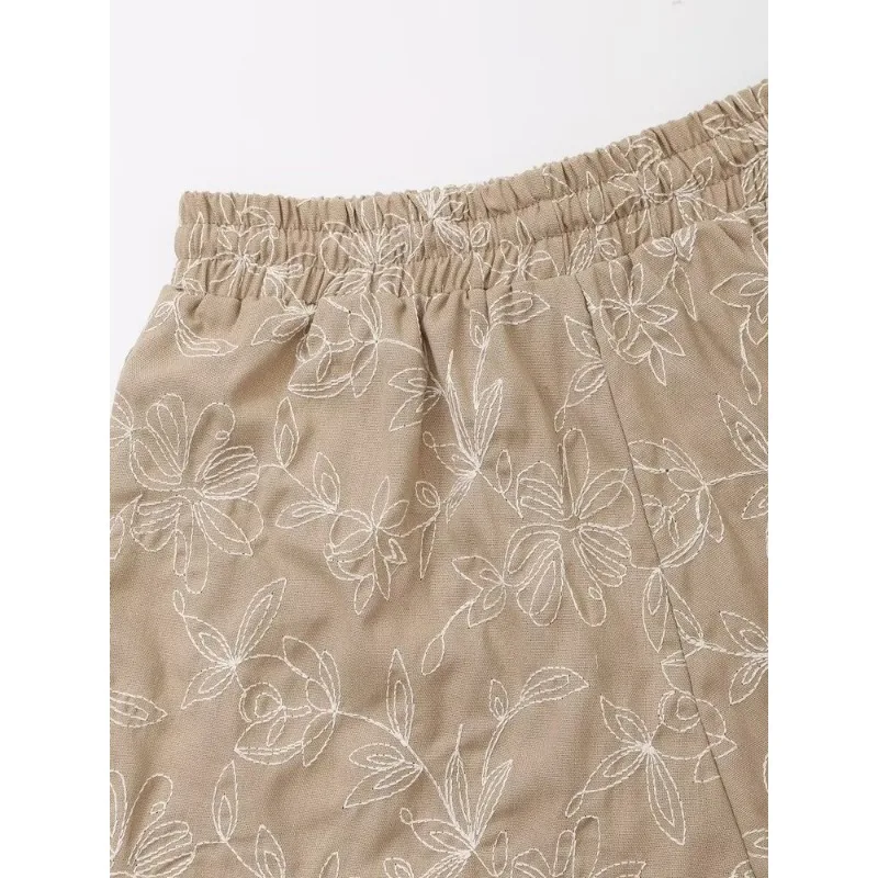 Шорты TRAF ZR женские с вышивкой повседневные короткие модные мини-штаны в