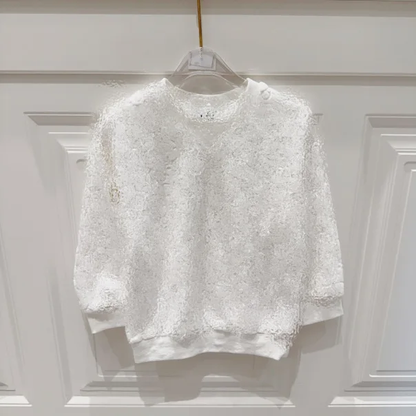 

Spot 2023 autumn and winter children boys and girls white towel letter sweater
