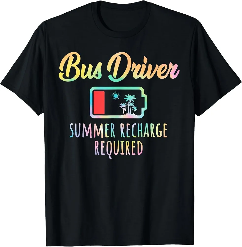 Фото Забавная футболка для водителя автобуса Summer Recharge Last Day Of School Bus — СДЕЛАНО В США. №1