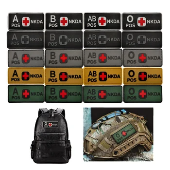 A B AB O Rh Positive Blood Type Patch Rubber Luminous Tactical Hook and Loop Sew on Medic Patches for Hat Backpacks 10X4cm 1