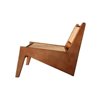 midcentury modern kangaroo chair ash wood rattan armless easy wicker lounge leasure