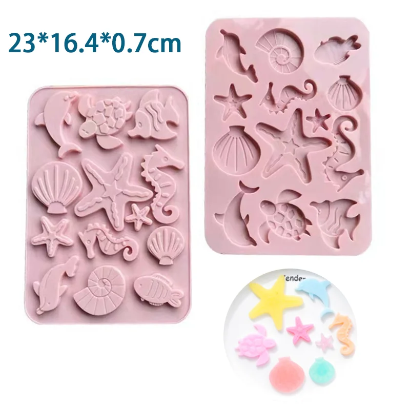 

Silicone Fish Dolphin Cake Mold Seahorse Shell Mould Starfish Sea Turtle Cake Border Fondant for Kitchen Baking Decoration Molds