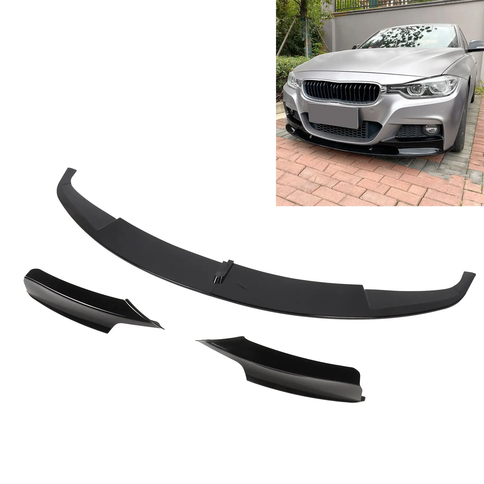 4 шт. Передний бампер для губ Spolier ярко-черный сплиттер подходит 3 серии F30 F31 M‑Sport с