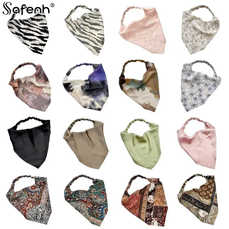 Бандана в полоску Женская, эластичная треугольная простой универсальный модный головной убор, аксессуар для волос, 24 цвета Бандана в полоску Женская, эластичная треугольная простой универсальный модный головной убор, аксессуар для волос, 24 цвета