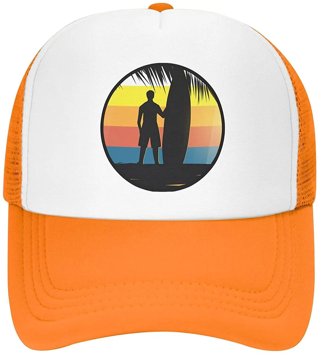 

Classic Breathable Surfers with Surfboards Youth Adjustable Mesh Hat Trucker Cap Baseball Hats for Men and Women