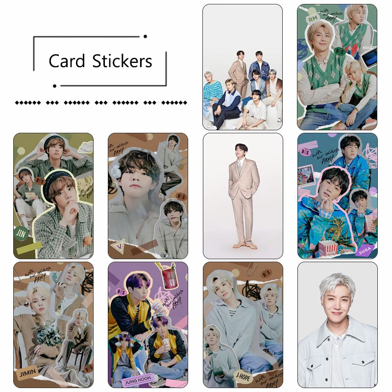 

Wholesale Kpop Bangtan Boys Card Stickers New Album DECO KIT Preview Cuts Card Sticker Crystal For Fans Collection Card Stickers