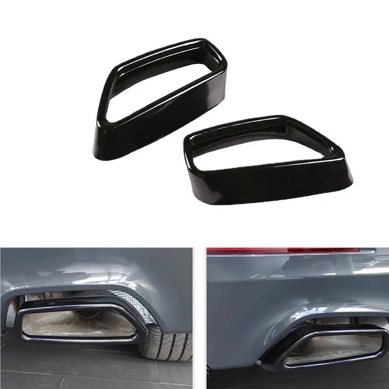 

Stainless Steel 2pcs Glossy Black Car Tail Muffler Exhaust Pipe Output Cover Trim For BMW 5 6 Series GT G30 G38 G32 2018 - 2021