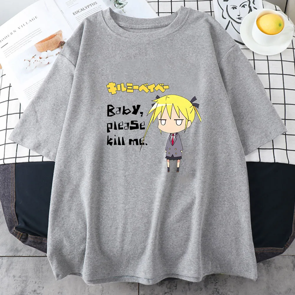 

Kill Me Baby Agiri Goshiki Yasuna Oribe Sonya T-shirts WOMEN Letters Originality Tshirts 100% Cotton High Quality T Shirts LOOSE