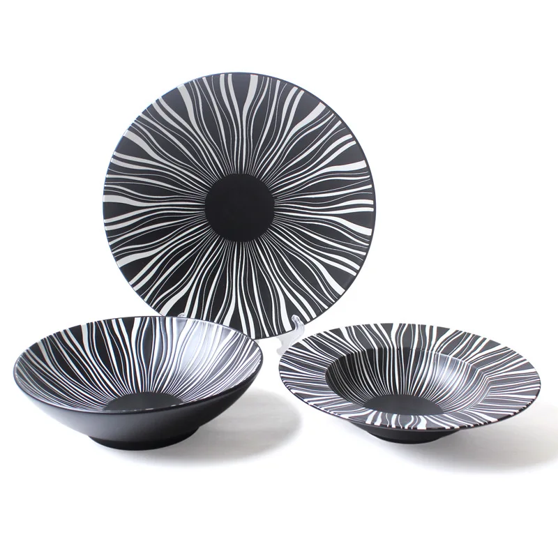 

Ceramic Printing Line Cloud Water Tableware Steak Plate Salad Bowl Pasta Straw Hat Plate Dishes and Plates Sets Bone China