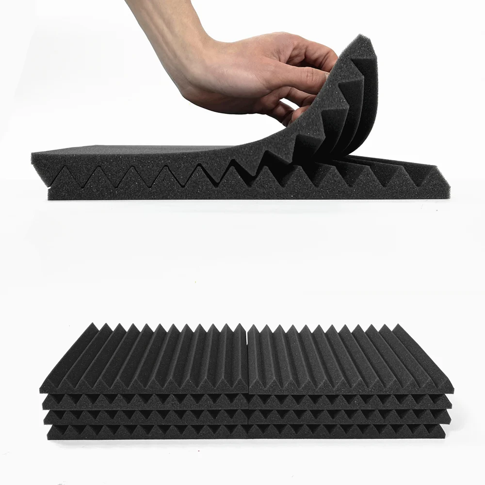 24Pcs/Pack 30x30x2.5cm Acoustic Wedge Foam Panel Tiles Studio Wall Pad Room Sound Absorbing Treatment Sponge |