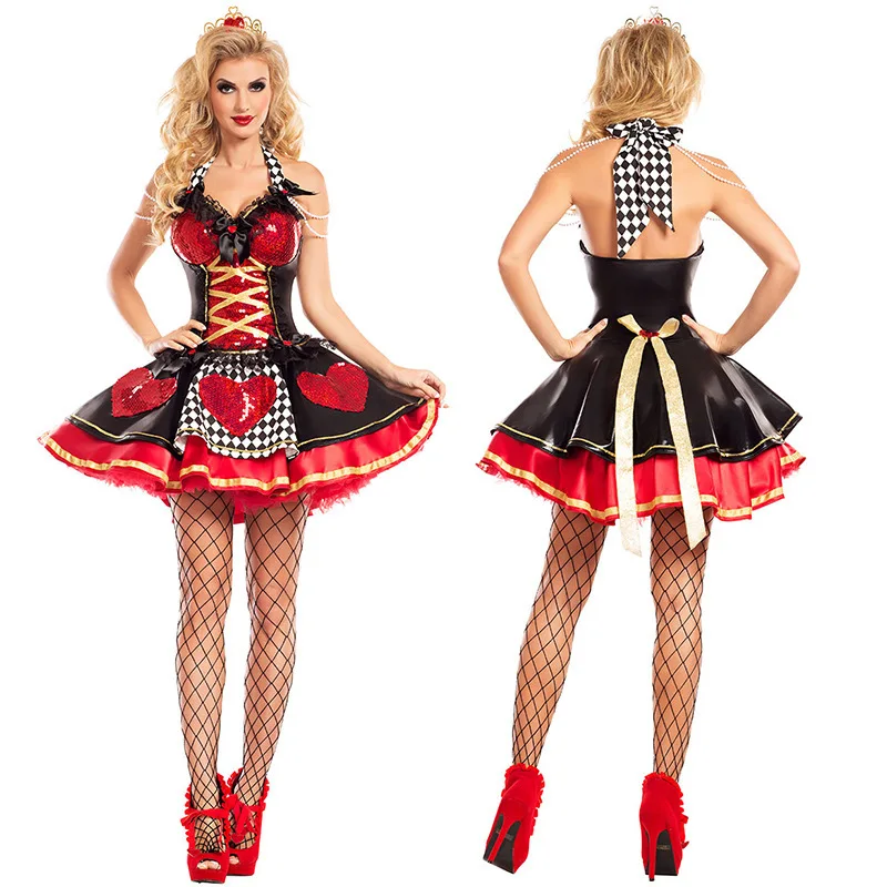 

Halloween Costume Sexy Barbie Heart Queen Poker Queen Vampire Demon Party Costume Sexy Cosplay Adult Mature Miniskirt Dress