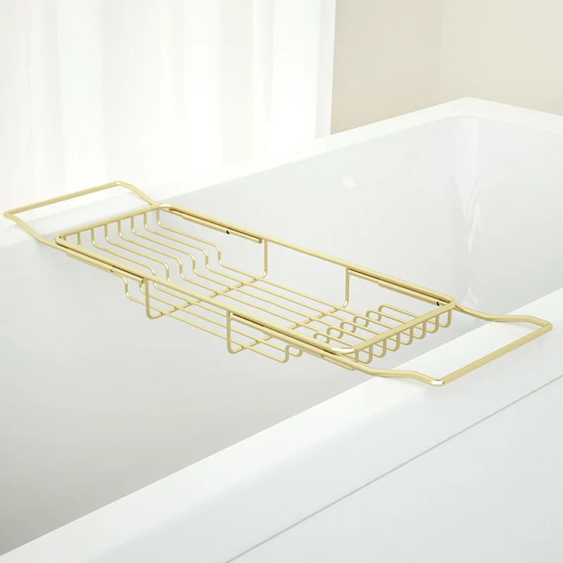 

Gold Shelves Bathtub Trays Decorative Marble Portable Bathtub Trays Metal Shelves Mobili Da Bagno Bathroom Storage WW50BT