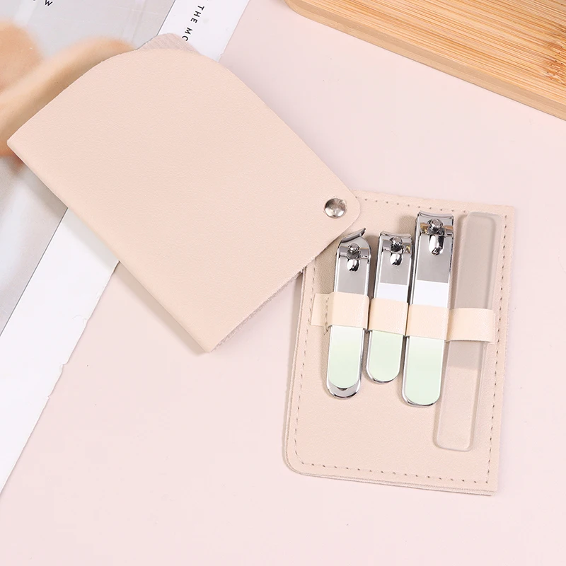 4 шт. набор кусачек для ногтей с вращающейся кожаной сумкой профессиональный