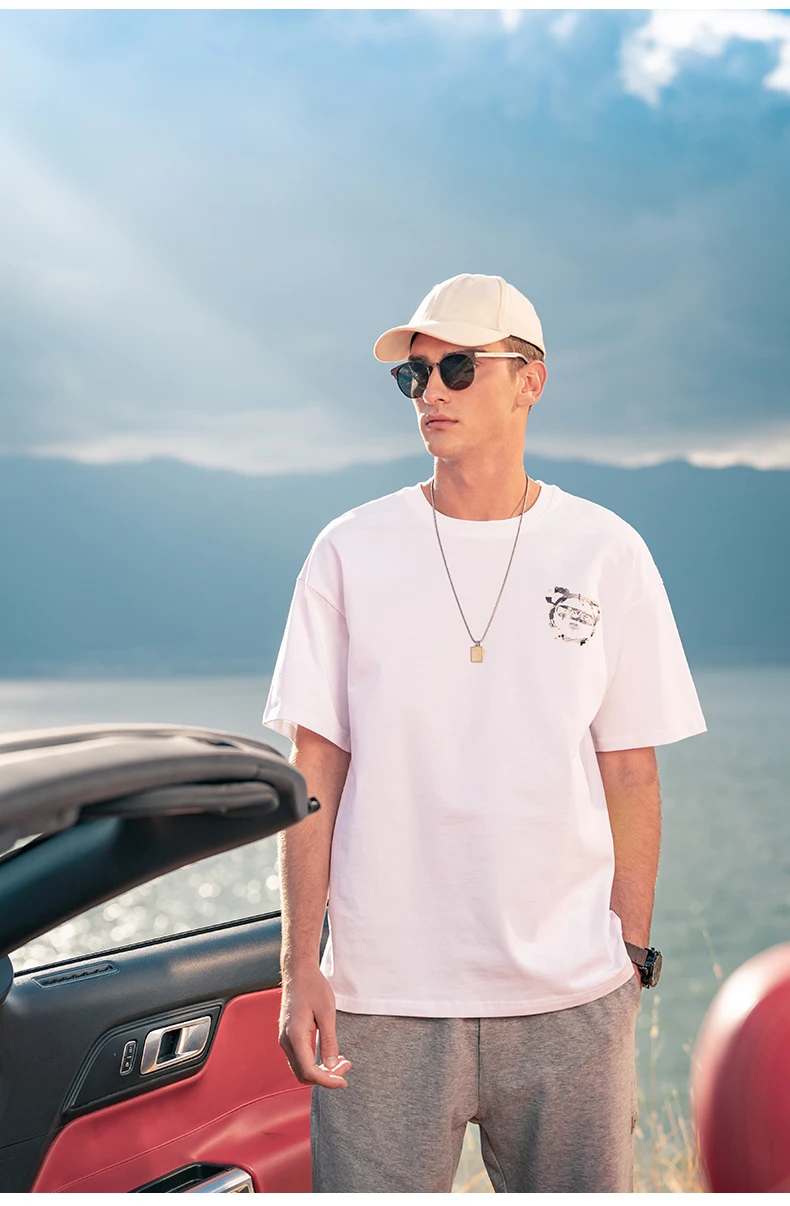 

Новинка 2758, уличная Тяжелая Хлопковая мужская футболка с коротким рукавом, 2023