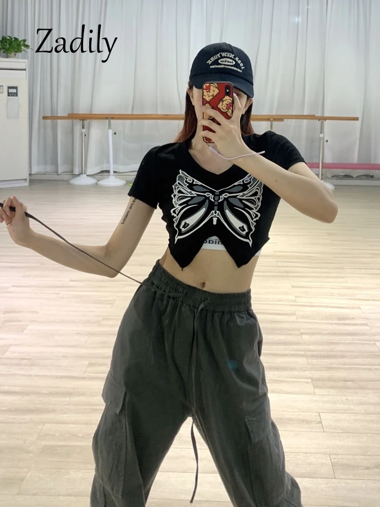 

Женская футболка с коротким рукавом, с принтом бабочки