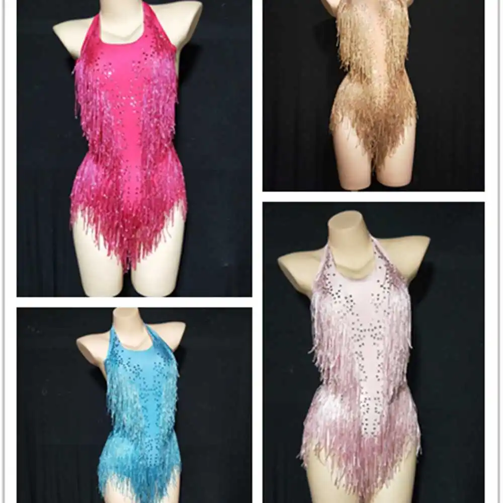 

Rhinestones Jumpsuit long Sleeves Stretch Sexy Bodysuit Women Birthday Stage play Celebrate Dress Dancer Party Show Dress