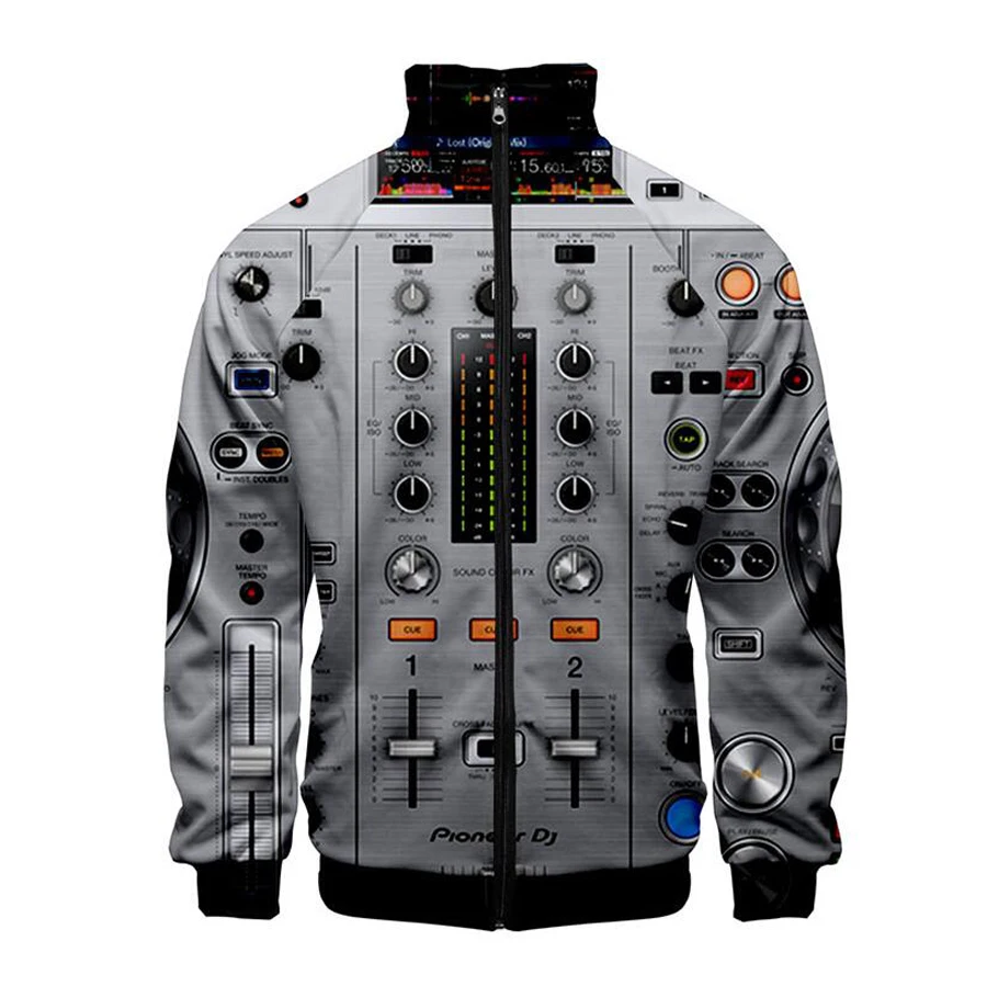 

Бейсбольная куртка Pioneer Dj 3D, мужская куртка-бомбер, толстовка в стиле Харадзюку, хип-хоп, повседневная толстовка на молнии с воротником-стойк...