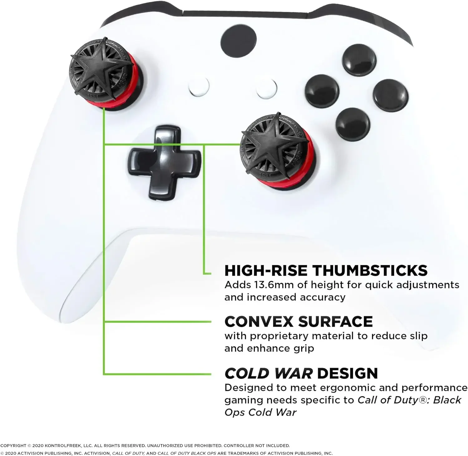 KontrolFreek Call of Duty: Black Ops командные аналоговые стики для Xbox One и серии X | 2 высокие