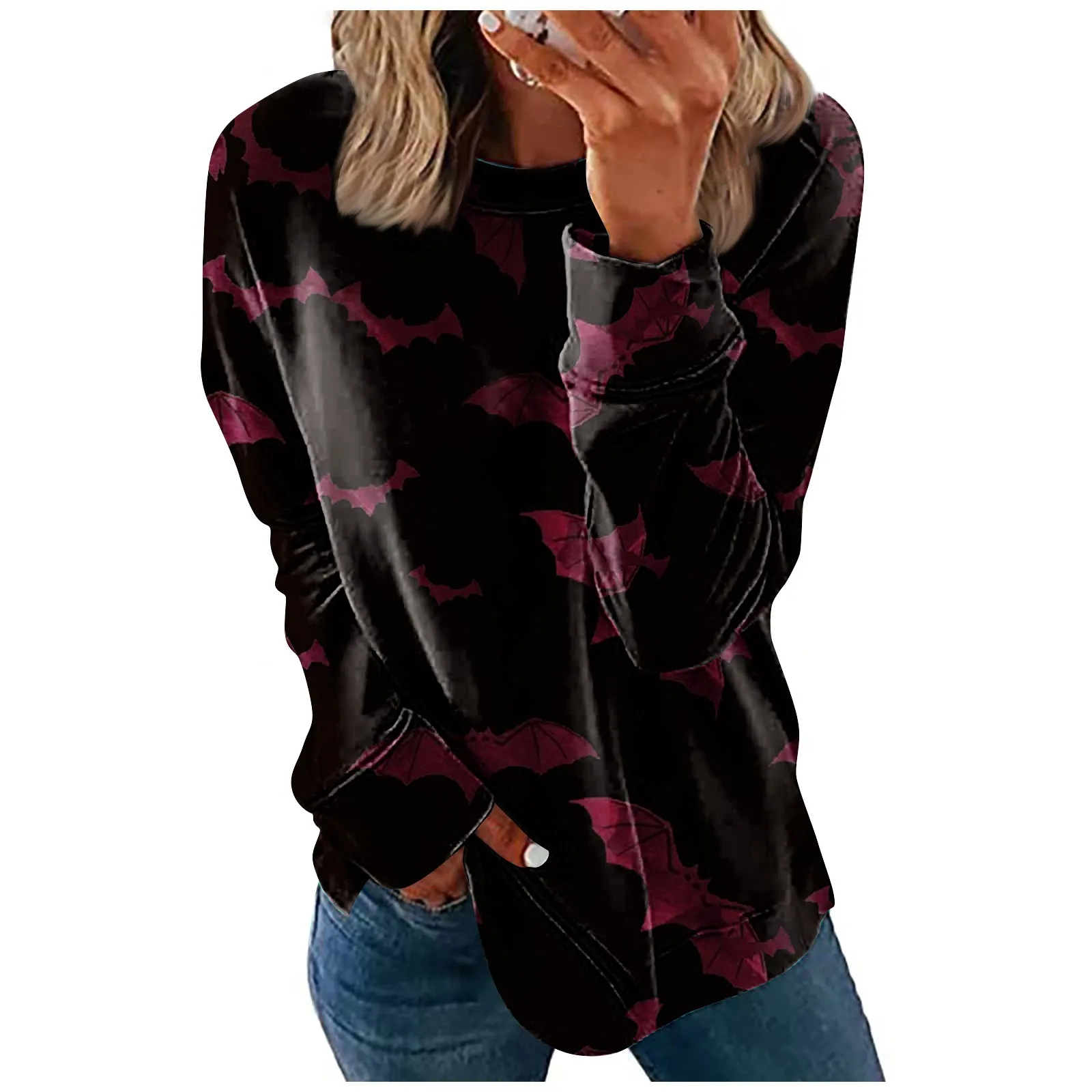 

Woman T-Shirts Unique O-Neck Women Shirts Blouses Elegant Halloween Long Sleeves Women Shirts Free Shipping Clothes For Women