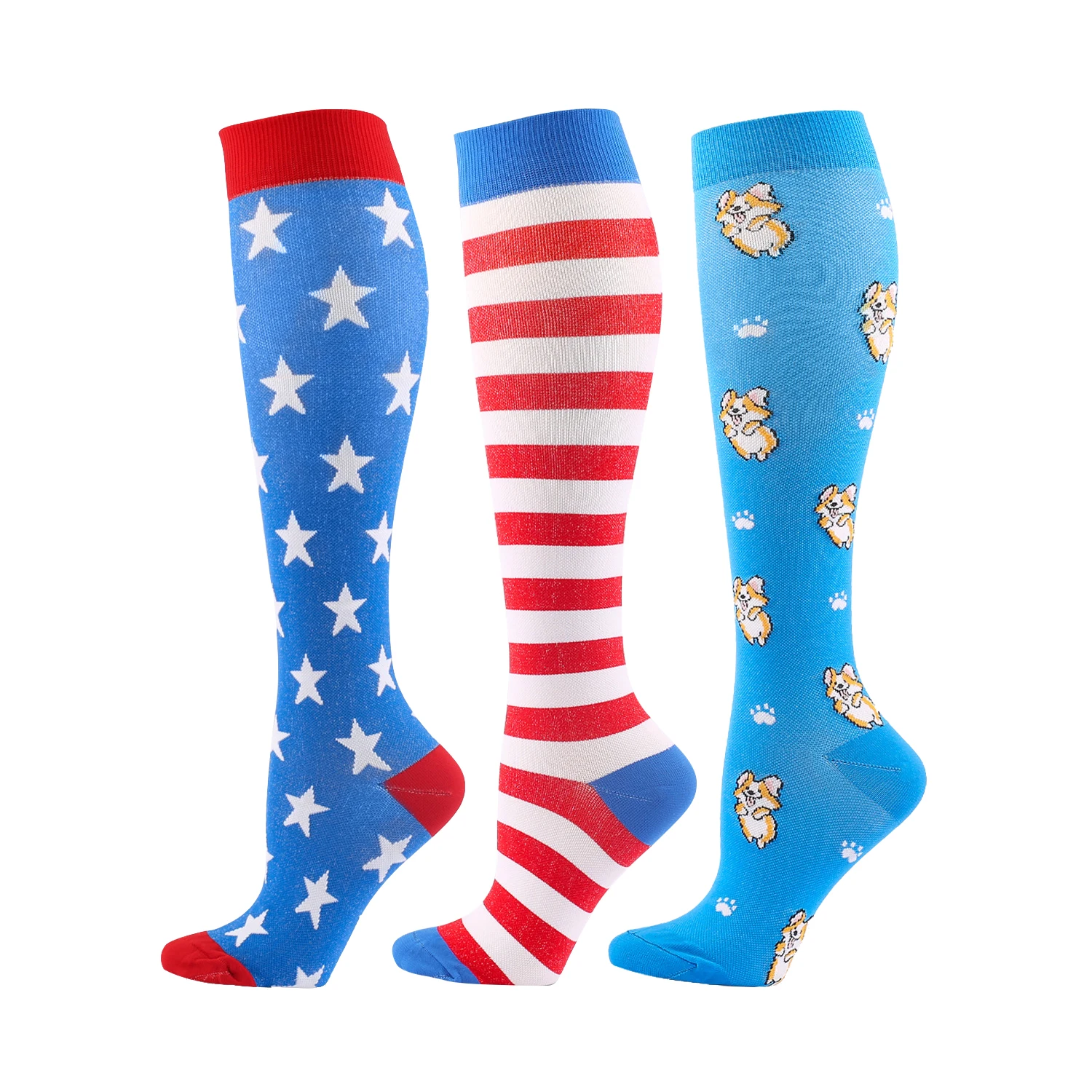 

3 Pairs Compression Socks Women and Men 15-20mmHg Running Travel Cycling Pregnant Nurse Edema Compression Circulation Stocking