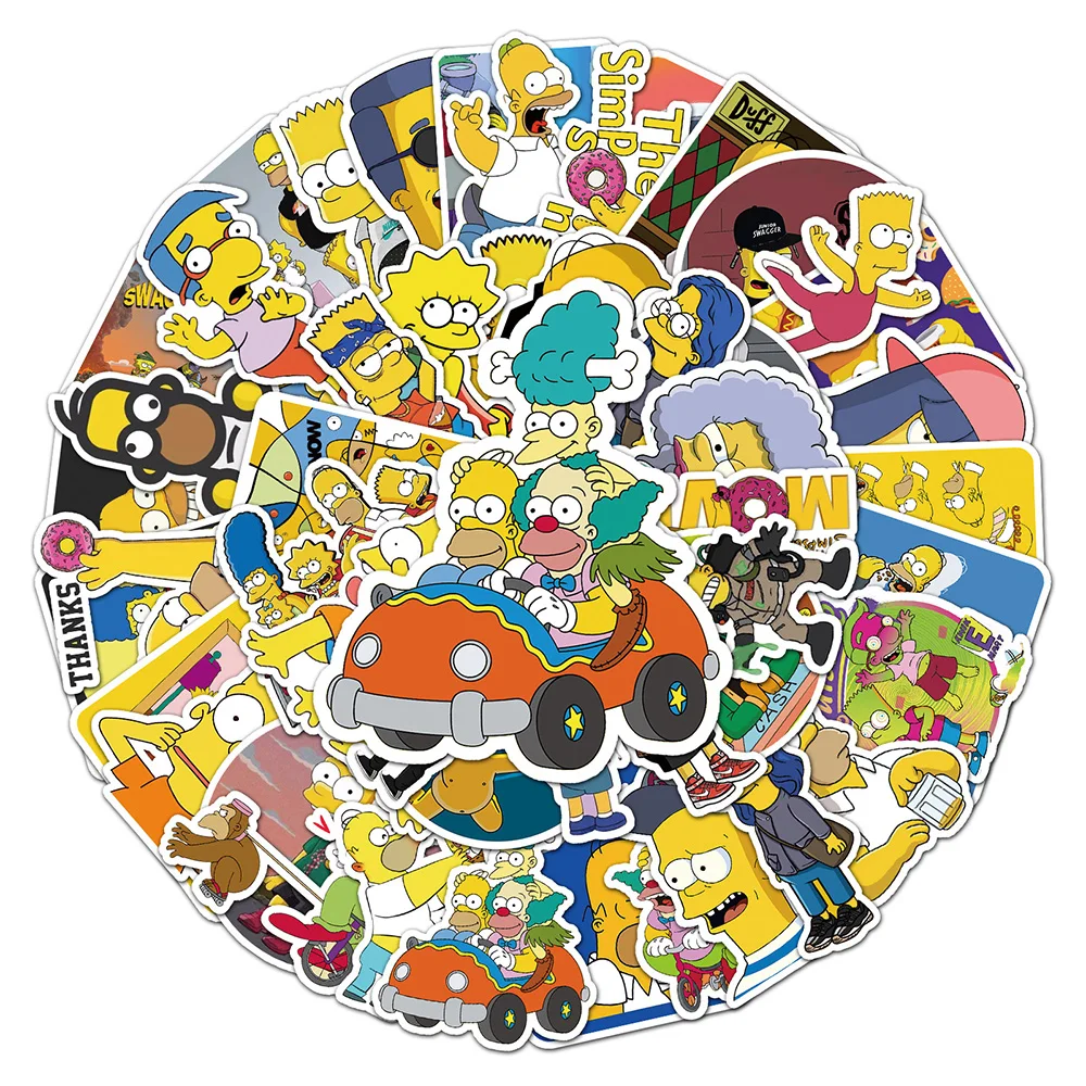 

10/30/50pcs Cute Funny Cartoon Simpson Waterproof Stickers Anime Decals Laptop Motorcycle Skateboard Phone Car Bike Cool Sticker
