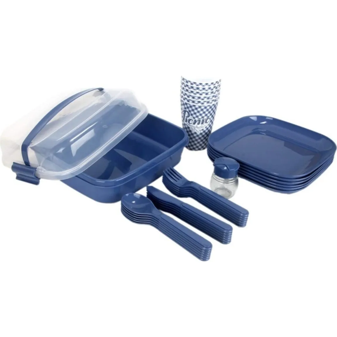 Plastic Dinnerware Set with Bag for 6 Persons 32 Pieces