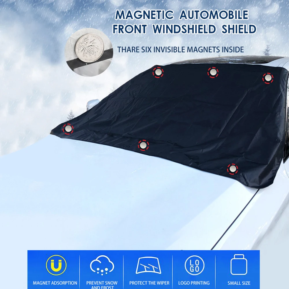 

Car Window Cover Magnetic Auto Windshield Heat Sun Shade Visor Cover Front Sunshade UV polyester Windscreen Shield 210x145cm
