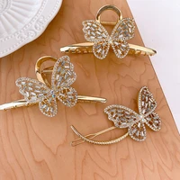 alloy claw clip clamp for women girl butterfly rhinestone crystal korean handmade hair clip fashion head gifts accessories