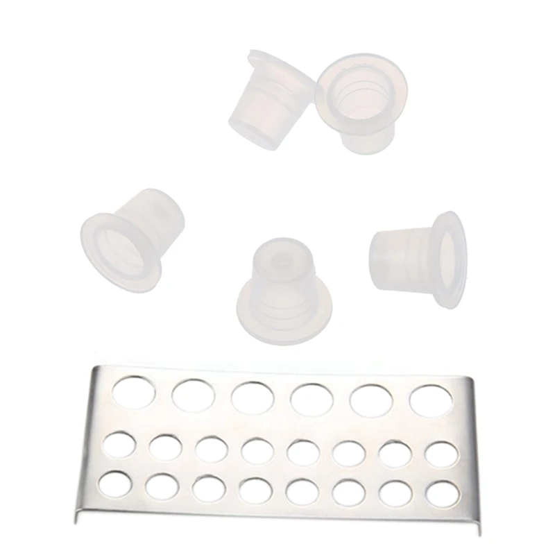 

500 Pcs 8Mm Small Tattoo Ink Cups Caps For Needle Tip Grip Power Supply Sm & 1X Stainless Steel Tattoo Pigment Ink Cup Caps Hold