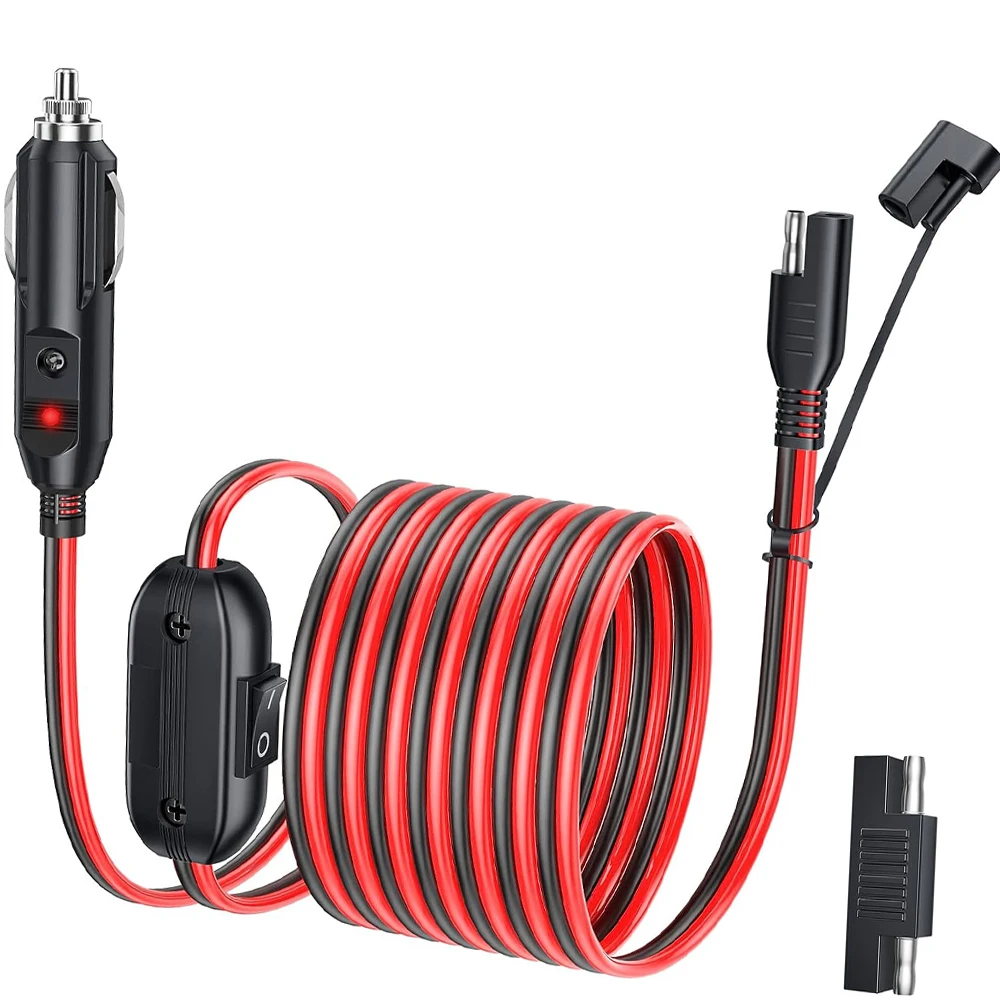 

Extractme 16AWG 12 В прикуриватель SAE, кабель для зарядного устройства, вилка прикуривателя SAE, быстроразъемный адаптер с переключателем