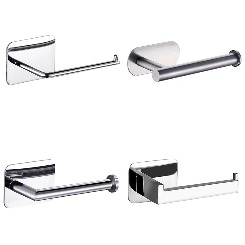 

Wall Mounted Stainless Steel Toilet Roll Paper Holder Punch-Free Bathroom Toilet Tissue Holder Roll