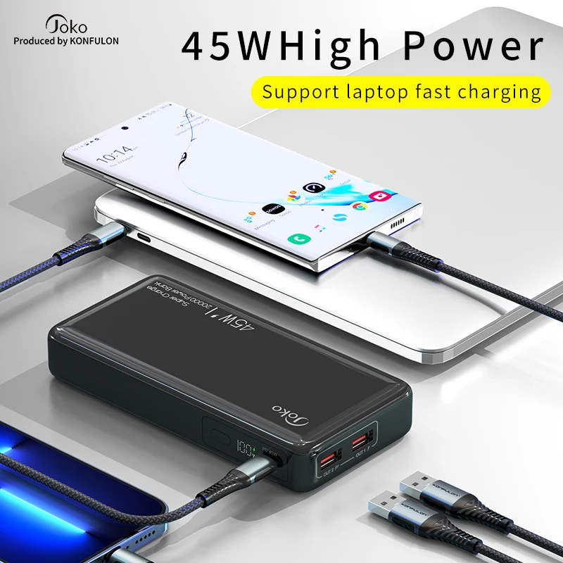 Фото 45 Вт Power Bank 20000 мАч PD3.0 Портативный зарядный аккумулятор для мобильного телефона Внешний аккумулятор QC 3.0 Зарядное устройство 22,5 Вт Poverbank 20000 №4
