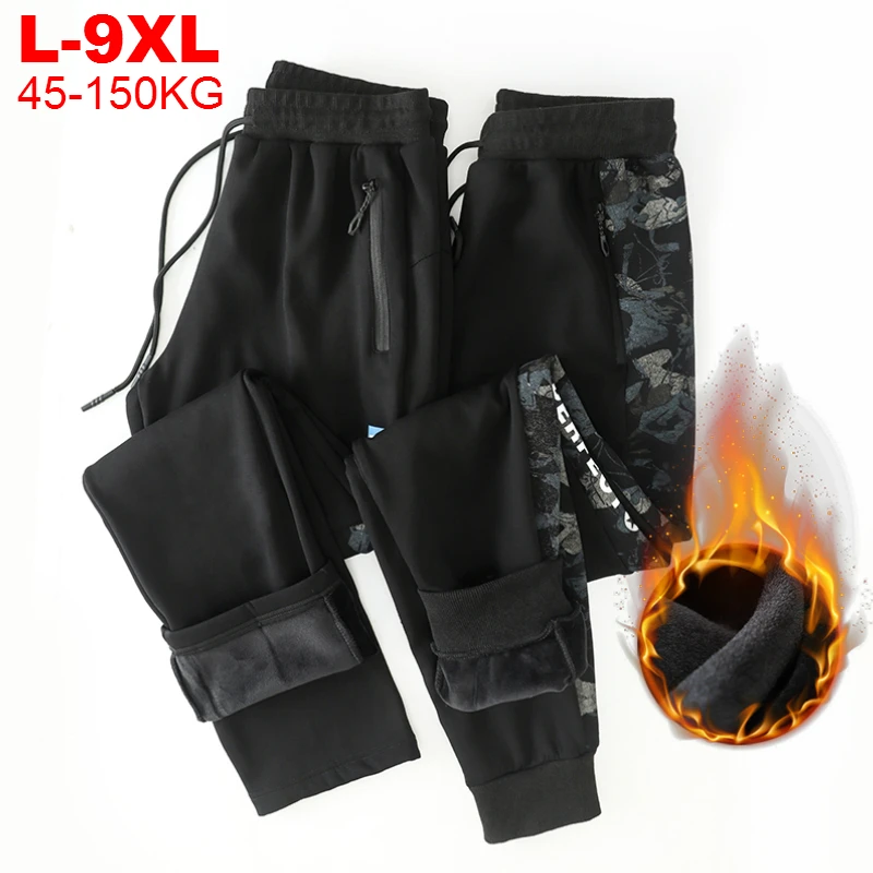 

Зимние теплые мужские брюки 9xl, утепленные женские брюки, мужские штаны для бега, брюки большого размера, мужские шаровары