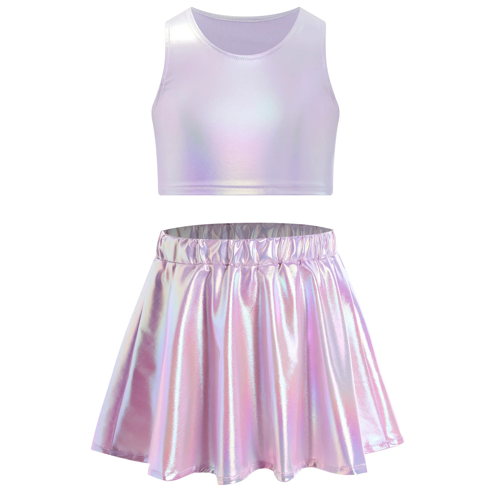 Детский костюм для джазовых танцев девочек блестящая майка с металлическим