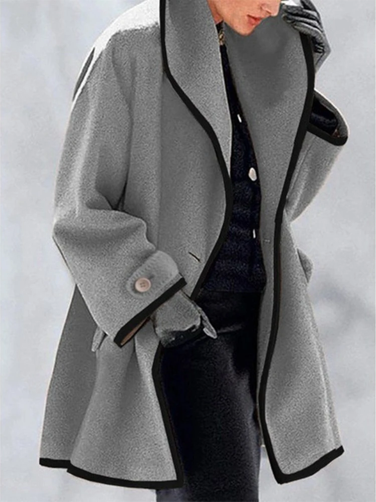 

Зимнее женское пальто, модная Корейская универсальная ветровка в стиле преппи в стиле ретро, повседневное теплое шерстяное пальто, Женское ...