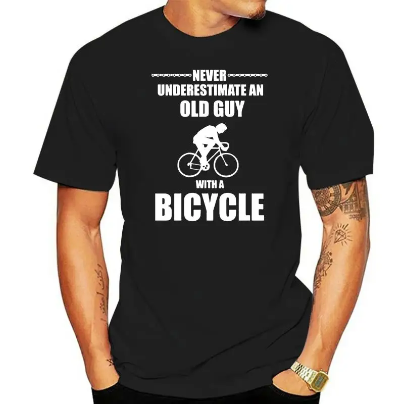 

New Men T-shirt Fashion print T-shirts Never Underestimate old Guy Bicycle Cycler Mountain Biker Road casual print T shirt