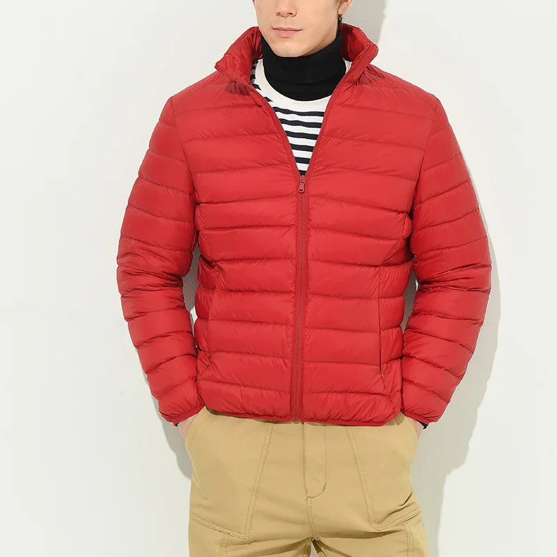 Down Jacket Men's Light and Thin Autumn and Winter 90% Down White Duck Down Jacket High-end Men's Wholesale Stand Collar Short