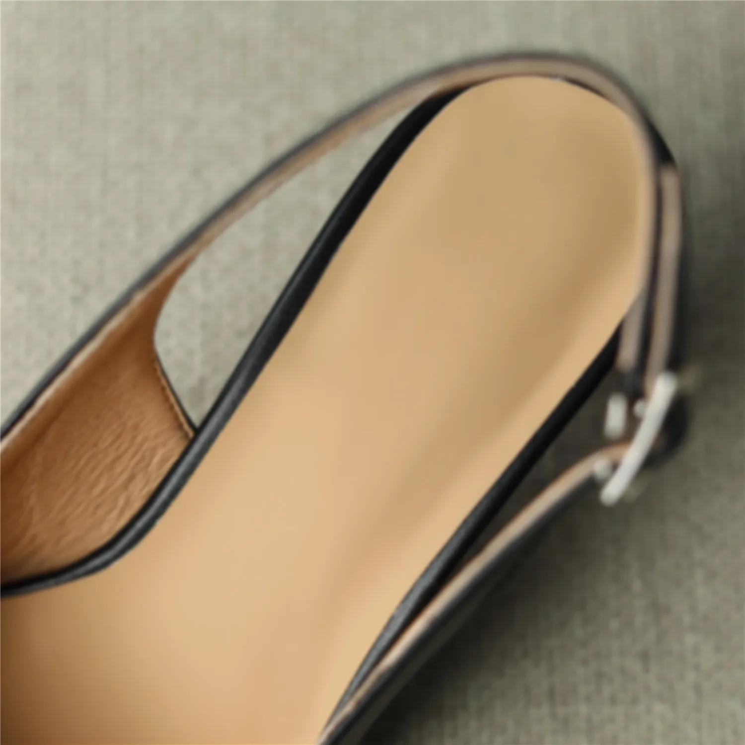 Women Cow Leather Sandal Pumps Pointed Toe Thin Med Heels Buckle Strap Shoes Extra Big Size 46 47 Spring Autumn Handmade Shoes