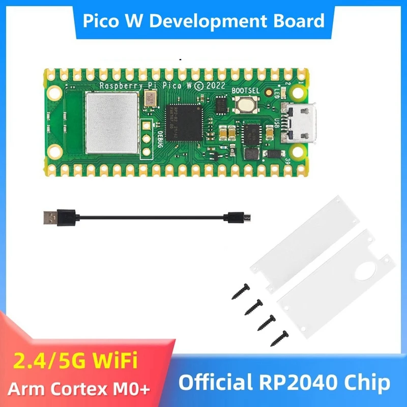 

Для Raspberry Pi Pico W + акриловая фотовспышка + Кабель Micro-USB RP2040 Двухъядерный 2 Мбайт Flash беспроводной Wifi макетная плата в комплекте